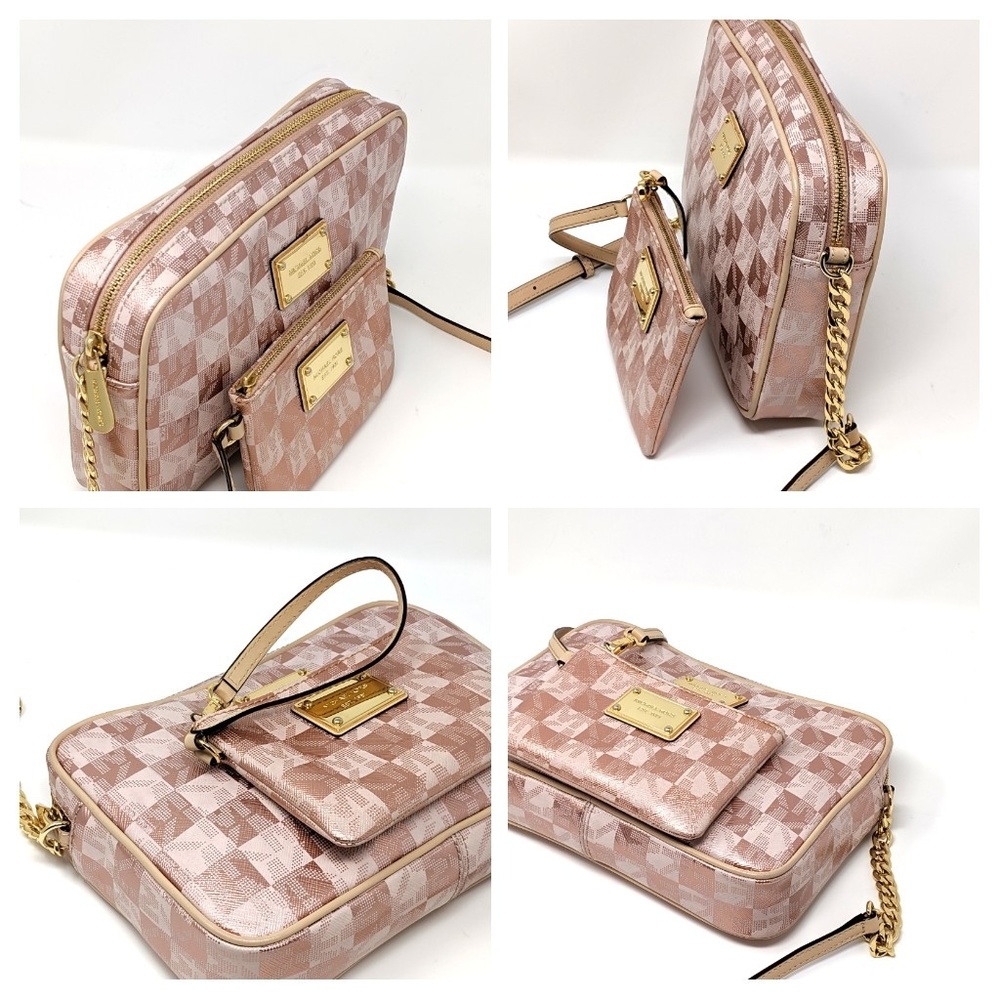 MICHAEL KORS Pink Bag Rose Gold Checkerboard Set - Picture 6 of 8